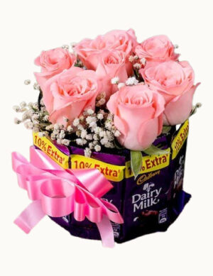 Lovely Pink Roses & Chocolate Combo