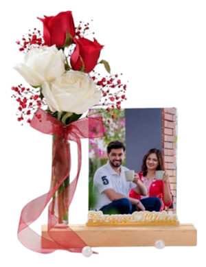 Personalized Mother's Day Wooden Photo Holder With Roses
