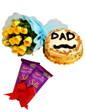 Butterscotch Cake & Yellow Roses Bouquet Chocolate